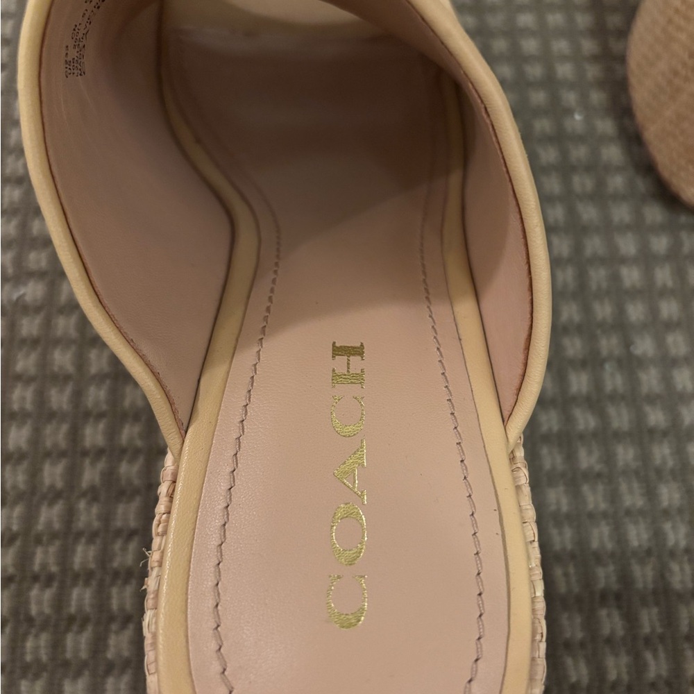 Coach Women's Beige Woven Mules - Picture 3 of 5